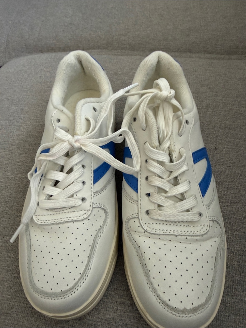 Draper James White Sneakers with Blue Stripes